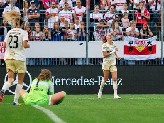 TOR zum 0:3 durch Jill Janssens (1. FC Union Berlin, 77) GER, Fussball, VfB Stuttgart vs. 1. FC Union Berlin, Google Pixel Frauen-Bundesliga, 6 Spieltag, Stuttgart, Saison 2026 2027, 04.10.2026 GER, Fussball, VfB Stuttgart vs. 1. FC Union Berlin, Google Pixel Frauen-Bundesliga, 6. Spieltag, Stuttgart, Saison 2026 2027, 04.10.2026 Stuttgart Copyright: xCarstenxSchweringx EP_CSG