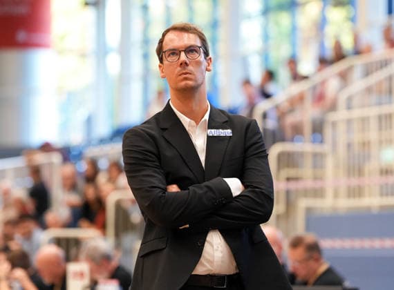 Lars Wendt (ETB Miners Essen, Cheftrainer) GER, ETB Miners Essen vs RheinStars Koeln, Barmer 2. Basketball Bundesliga, ProA, 3. Spieltag, Saison 2026-27, Sporthalle am Hallo, Essen, 04.10.2026 ETB Miners Essen vs RheinStars Koeln, ProA, 3. Spieltag, Saison 2026-27, 04.10.2026 Essen Copyright: xEibner-Pressefoto ScottxColemanx EP_SCN