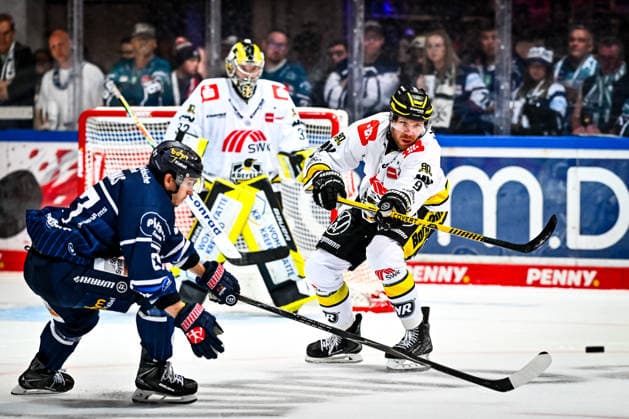 Philip Gogulla (Krefeld Pinguine, 87) Kevin Bicker (Iserlohn Roosters, 83), GER, Iserlohn Roosters vs. Krefeld Pinguine, Eishockey, Penny-DEL, 06. Spieltag, Spielzeit 2026 2027, 04.10.2026, GER, Iserlohn Roosters vs. Krefeld Pinguine, Eishockey, Penny-DEL, 06. Spieltag, Spielzeit 2026 2027, 04.10.2026 Iserlohn Copyright: xJonasxBrockmann Eibner-Pressefotox EP_JBN