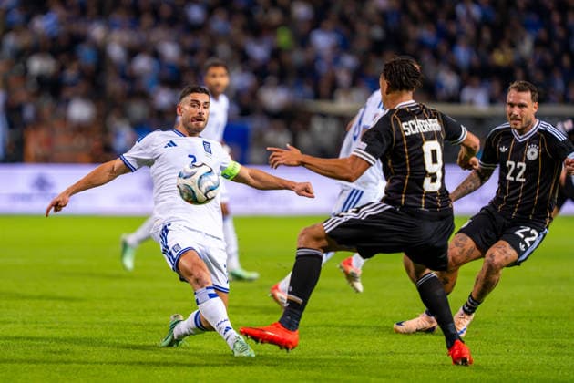 Georgios Masouras (Griechenland, 07), Derry Scherhant (Deutschland, Germany, 09) und David Raum (Deutschland, Germany, 22) Griechenland vs. Deutschland, Fussball, UEFA Nations Leauge, 4. Spieltag, Saison 2026 2027, 04.10.2026 Griechenland vs. Deutschland, Fussball, UEFA Nations Leauge, 4. Spieltag, Saison 2026 2027, 04.10.2026 Thessaloniki Copyright: xEibner-Pressefoto J.xDerondeaux EP_JDU