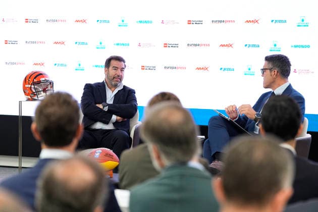 October 6, 2026, Madrid, Madrid, Spain: Rafael de los Santos, Spain NFL, American Football Herren, USA Director, during the Desayunos Deportivos Europa Press - Rafael de los Santos, ahead the NFL Madrid match 2026 holded at Camilo Jose Cela University on October 06, 2026, in Madrid, Spain. Desayunos Deportivos Europa Press - Rafael De Los Santos - ZUMAa181 20261006_zaa_a181_008 Copyright: xOscarxJ.xBarrosox