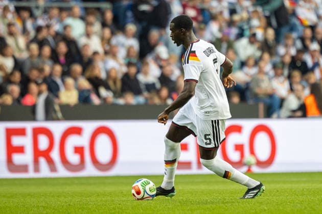 Joshua Quarshie (Deutschland U21, U 21 05) am Ball GER, Deutschland (GER) vs. Georgien (GEO), Fussball, UEFA U21 EM-Qualifikation, Gruppe F, 13. Spieltag, Spielzeit 2026 2027, 06.10.2026 GER, Deutschland (GER) vs. Georgien (GEO), Fussball, UEFA U21 EM-Qualifikation, Gruppe F, 13. Spieltag, Spielzeit 2026 2027, 06.10.2026 Bielefeld Copyright: xEibner-Pressefoto JanxRollingerx EP_JSK
