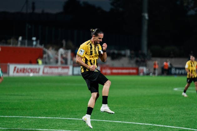 Jubel, Tor, Freude, feiern, Spass, Emotionen, Valmir Sulejmani (Alemannia Aachen, 38), Deutschland, Fußball, Herren - Mittelrheinpokal (FVM) Saison 2026 2027, 2. Runde: SV Grün - Weiß Brauweiler vs TSV Alemannia Aachen (Ulrich - Haberland - Stadion, Leverkusen) Copyright: xThiemoxRudolphx