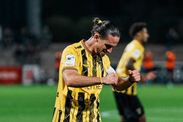Jubel, Tor, Freude, feiern, Spass, Emotionen, Valmir Sulejmani (Alemannia Aachen, 38), Freisteller, Deutschland, Fußball, Herren - Mittelrheinpokal (FVM) Saison 2026 2027, 2. Runde: SV Grün - Weiß Brauweiler vs TSV Alemannia Aachen (Ulrich - Haberland - Stadion, Leverkusen) Copyright: xThiemoxRudolphx