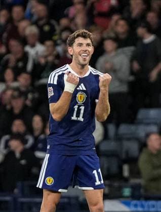 Ryan Christie of Scotland celebrates scoring to give Scotland a 1-0 lead. Scotland v Slovenia, Football, UEFA Nation s League, Group B1, Hampden Park, Glasgow, UK, Hampden Park, Glasgow, Scotland, Scotland, UK - 06 Oct 2026Glasgow Hampden Park Scotland United Kingdom Copyright: xStuartxWallace Shutterstockx 17189021e