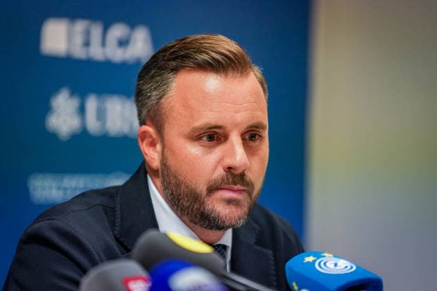 Schweiz, Zürich: Fussball - Grasshopper Club Zürich Vorstellung von Cheftrainer Olaf Janßen Ludovic Delechat, Verwaltungsratspräsident der Grasshopper Fussball AG (GFAG), bei der Medienkonferenz des Grasshopper Club Zürich (GCZ). Ludovic Delechat, GC Zürich, GCZ, Grasshoppers, Präsident, Verwaltungsratspräsident, GFAG, Bridge Football Group, Medienkonferenz, Pressekonferenz, Fussball, Super League, Zürich. Copyright: xJOERANxSTEINSIEKx
