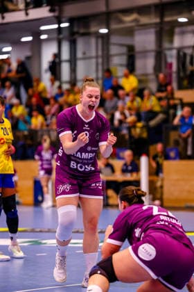 Ida Petzold (TusSies Metzingen, 08) Jubel, Torjubel, jubelt ueber Tor, Gabriela Bitolo (TusSies Metzingen, 22), GER, HC Leipzig vs. TusSies Metzingen, Handball, ALSCO Handball Bundesliga Frauen, 5. Spieltag, Spielzeit 2026 2027, 07.10.2026 GER, HC Leipzig vs. TusSies Metzingen, Handball, ALSCO Handball Bundesliga Frauen, 5. Spieltag, Spielzeit 2026 2027, 07.10.2026 Markranstaedt Copyright: xEibner-Pressefoto LauraxRoemerx EP_LRR