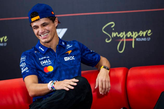 F1 - SINGAPORE GRAND PRIX 2026 NORRIS Lando (gbr), McLaren F1 Team MCL40, portrait, pre-event press conference, PK, Pressekonferenz during the 2026 Formula 1 Singapore Grand Prix, 17th round of the 2026 Formula One World Championship, WM, Weltmeisterschaft from October 9 to 11, 2026 on the Marina Bay Street Circuit, in Singapore, Singapore - SingaporeSingapore Copyright: xJulienxDelfossex