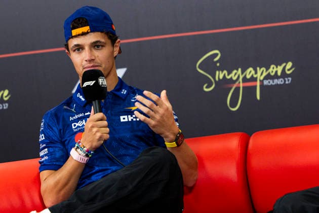 F1 - SINGAPORE GRAND PRIX 2026 NORRIS Lando (gbr), McLaren F1 Team MCL40, portrait, pre-event press conference, PK, Pressekonferenz during the 2026 Formula 1 Singapore Grand Prix, 17th round of the 2026 Formula One World Championship, WM, Weltmeisterschaft from October 9 to 11, 2026 on the Marina Bay Street Circuit, in Singapore, Singapore - SingaporeSingapore Copyright: xJulienxDelfossex