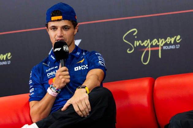 F1 - SINGAPORE GRAND PRIX 2026 NORRIS Lando (gbr), McLaren F1 Team MCL40, portrait, pre-event press conference, PK, Pressekonferenz during the 2026 Formula 1 Singapore Grand Prix, 17th round of the 2026 Formula One World Championship, WM, Weltmeisterschaft from October 9 to 11, 2026 on the Marina Bay Street Circuit, in Singapore, Singapore - SingaporeSingapore Copyright: xJulienxDelfossex