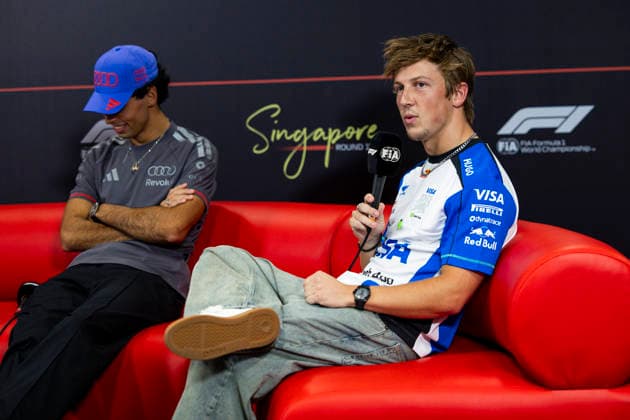 F1 - SINGAPORE GRAND PRIX 2026 LAWSON Liam (nzl), Visa Cash App RB F1 Team VCARB03, portrait, pre-event press conference, PK, Pressekonferenz during the 2026 Formula 1 Singapore Grand Prix, 17th round of the 2026 Formula One World Championship, WM, Weltmeisterschaft from October 9 to 11, 2026 on the Marina Bay Street Circuit, in Singapore, Singapore - SingaporeSingapore Copyright: xJulienxDelfossex