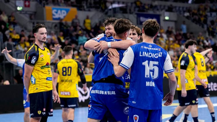 Spieler vom ThSV Eisenach, Jubel, jubeln, jubelt, celebration, Freude, freuen, freut sich, zuversichtlich, optimistisch, positiv, Spielszene, 08.10.2026, Mannheim (Deutschland), Handball, Bundesliga, Rhein-Neckar Löwen - ThSV Eisenach