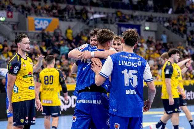 Spieler vom ThSV Eisenach, Jubel, jubeln, jubelt, celebration, Freude, freuen, freut sich, zuversichtlich, optimistisch, positiv, Spielszene, 08.10.2026, Mannheim (Deutschland), Handball, Bundesliga, Rhein-Neckar Löwen - ThSV Eisenach