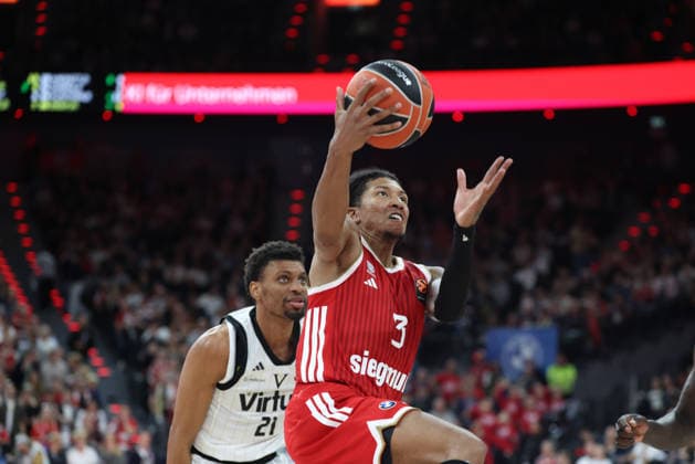 MarJon Beauchamp (FC Bayern Basketball, 03) mit Derrick Alston Jr. (Virtus Bologna, 21), GER, FC Bayern Basketball vs. Virtus Bologna, Basketball, Euroleague, 4. Spieltag, Saison 2026 2027, 08.10.2026, GER, FC Bayern Basketball vs. Virtus Bologna, Basketball, Euroleague, 4. Spieltag, Saison 2026 2027, 08.10.2026 Muenchen Copyright: xEibner-Pressefoto JennixMaulx EP_JML