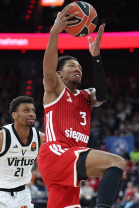 MarJon Beauchamp (FC Bayern Basketball, 03) mit Derrick Alston Jr. (Virtus Bologna, 21), GER, FC Bayern Basketball vs. Virtus Bologna, Basketball, Euroleague, 4. Spieltag, Saison 2026 2027, 08.10.2026, GER, FC Bayern Basketball vs. Virtus Bologna, Basketball, Euroleague, 4. Spieltag, Saison 2026 2027, 08.10.2026 Muenchen Copyright: xEibner-Pressefoto JennixMaulx EP_JML