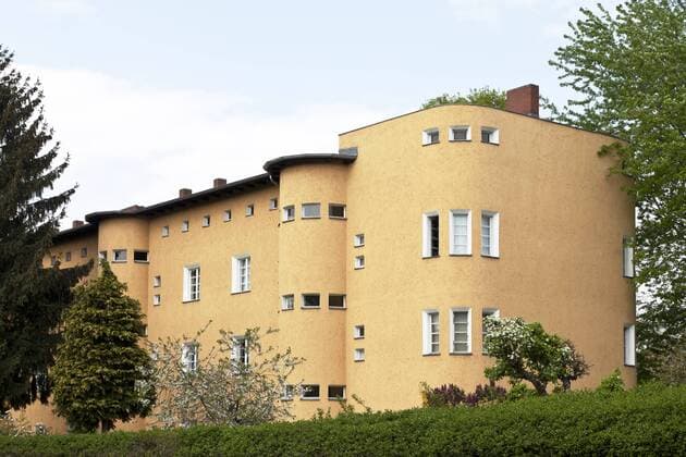 Großsiedlung Britz, Hufeisensiedlung , 1925 bis 1930 erbaut, Architekt Bruno Taut, Siedlungen der Berliner Moderne, Unesco Weltkulturerbe, Bezirk Neukölln, Ortsteil Britz, Berlin, Deutschland, Europa ibltbo01953474