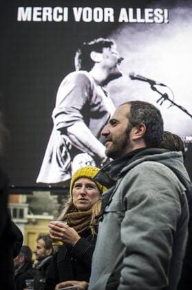 - GENT, BELGIUM: Illustration picture taken during a celebration on the Sint-Jacobs square in Gent to commemorate singer-songwriter Luc De Vos, after his funeral earlier today, Saturday 06 December 2014. De Vos died last Saturday, he was found in a flat that he used for work, hundred meters away from his home. JASPERxJACOBS 04515592