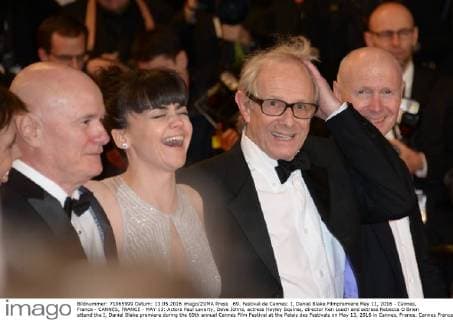69. Festival de Cannes: I, Daniel Blake Filmpremiere May 11, 2016 - Cannes, France - CANNES, FRANCE - MAY 13: Actors Paul Laverty, Dave Johns, actress Hayley Squires, director Ken Loach and actress Rebecca O Brien attend the I, Daniel Blake premiere during the 69th annual Cannes Film Festival at the Palais des Festivals on May 13, 2016 in Cannes, France. Cannes France - ZUMAi09_