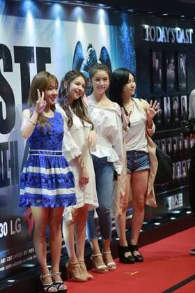 T-ara Eun-Jung,Qri,Real be,Roy Kim,Lee Chang Min,Brown Eyed Girl JeA,Rainbow blaxx,SPICA Yang Ji Won,Nine Muses,FIESTAR and Seo Tai Ji etc. attend the VIP premiere of music drama Peste in Seoul, Korea on 27th July, 2016.(China and Korea Rights Out) 20160728011901