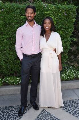 September 25, 2016 - Beverly Hills, California, U.S. - Alfred Enoch and Aja Naomi King arrives for The Rape Foundation Annual Brunch at a private residence. Beverly Hills U.S. - ZUMAo05_