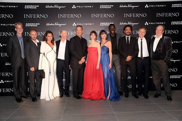 Inferno Filmpremiere in Florenz Rome Photocall Inferno . Pictured: Rome Photocall Inferno. Pictured: Ron Howard, David Koepp, Ben Foster, Tom Hanks, Felicity Jones, Side Babette Knudsen, Ana Uluru, Omar Sy, Irrfan Khan, Dan Brown, Hans Zimmer Copyright: xPoolxRoma2x