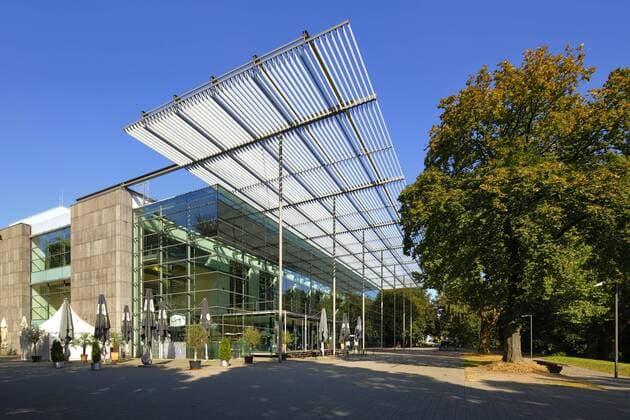 Ruhrfestspielhaus in Recklinghausen, Ruhrgebiet, Nordrhein-Westfalen Deutschland, Nordrhein-Westfalen, NRW, Westfalen, Ruhrgebiet, D-Recklinghausen, Ruhrfestspielhaus, Ruhrfestspiele, Schauspielhaus, Theaterfestival, Kongressstaette, Kongresszentrum, Tagungsstaette, Bauhausstil, Germany, North Rhine-Westphalia, NRW, Westphalia, Ruhr area, D-Recklinghausen, Ruhrfestspielhaus, Ruhrfestspiele, Ruhr Festival, theatre festival, conference centre, Bauhaus style