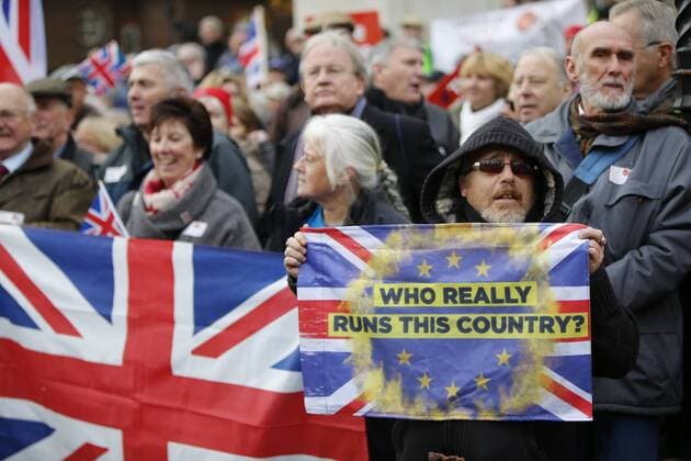 November 23, 2016 - London, London, UK - London, UK. Demonstration outside The Houses of Parliamnet in London to oppose the High Court s ruling earlier this month that the Article 50 process must be triggered by an act of Parliament. London UK - ZUMAl94_ 20161123_zaf_l94_061