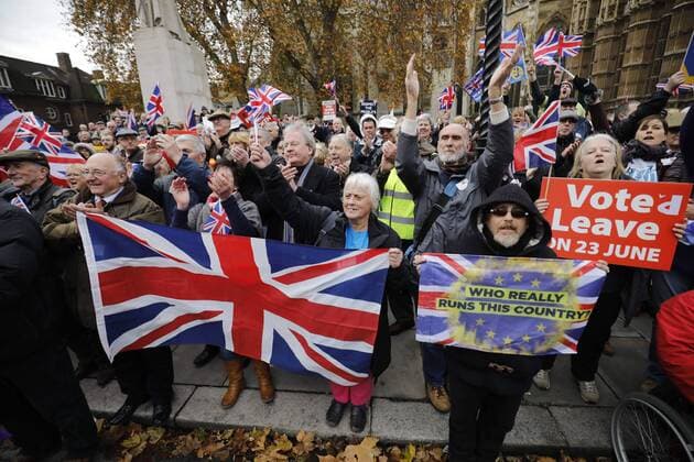 November 23, 2016 - London, London, UK - London, UK. Demonstration outside The Houses of Parliamnet in London to oppose the High Court s ruling earlier this month that the Article 50 process must be triggered by an act of Parliament. London UK - ZUMAl94_ 20161123_zaf_l94_063