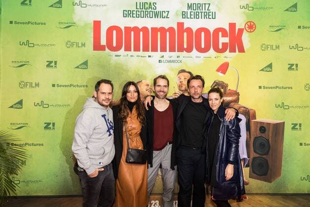 15.03.2017, Dettelbach, Mainfrankenplatz, Cineworld, Filmpremiere Lommbock, Foto: 15.03.2017, Dettelbach, Mainfrankenplatz, Cineworld, Filmpremiere Lommbock, Foto: v.l.n.r Moritz Bleibtreu, Melanie Winiger, Christian Zübert, Lucas Gregorowicz, Alexandra Neldel Copyright: HMBxMedia MarkusxKöller