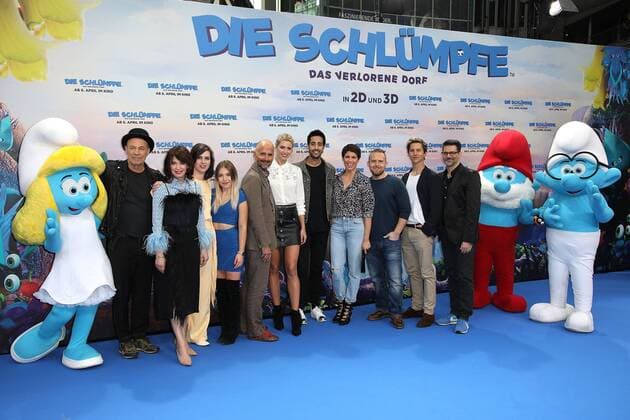 Heiner Lauterbach, Iris Berben, Nora Tschirner, Bianca Bibi Heinicke, Christoph Maria Herbst, Lena Gercke, Sami Slimani, Jasmin Gerat, Axel Stein, Tim Oliver Schultz und Rick Kavanian bei der Film Premiere von Die Schlümpfe - Das verlorene Dorf am 2.04.2017 in Berlin Die Schluempfe - Das verlorene Dorf Filmpremiere in Berlin, 2017