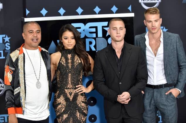 (L-R) Irv Gotti, Nafessa Williams, Michelle Hayden, Chet Hanks, and Matthew Noszka attend the 17th annual BET Awards at Microsoft Theater in Los Angeles on June 25, 2017. The ceremony celebrates achievements in entertainment and honors music, sports, television, and movies released between April 1, 2016 and March 31, 2017. LAP20170625492 CHRISTINExCHEW
