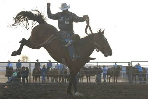 July 28, 2018 - Bonnyville, Canada - Saddle bronc rider, Jim Berry from Rocky Mts House, AB, in action during the opening day of Bonnyville Pro Rodeo 2018..On Friday, July 27, 2018, in Bonnyville, Alberta, Canada. Bonnyville Canada - ZUMAn230 20180728_zaa_n230_044 Copyright: xArturxWidakx