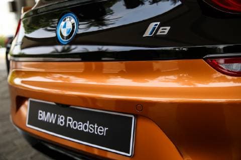 October 17, 2018 - Jakarta, Indonesia - BMW i8 Roadster displayed during a media preview in Jakarta, Indonesia on Wednesday, October 17, 2018. Jakarta Indonesia - ZUMAn230 20181017_zaa_n230_138 Copyright: xAndrewxLotulungx