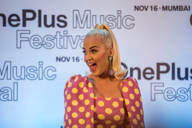 MUMBAI, INDIA NOVEMBER 12: International Pop Singer Katy Perry during a press conference at St Regis Hotel, Lower Parel, ahead of her performance, on November 12, 2019 in Mumbai, India. Landing in India after a long gap of seven years, a rejuvenated Katy Perry shared her plans of going around the streets of Mumbai to try her hands on some local cuisine and also spilled the beans on chances of collaborating with Indian artists. On being asked if she admires any Indian artist or is looking forward to collaborating with them, Perry added, I think that?s what the research and development this week is going to be all about. I am going to some really fun party, meet some people from Bollywood, will be hearing some incredible bands. This time is all about immersing and educating myself. (Photo by Aalok Soni Hindustan Times ) In