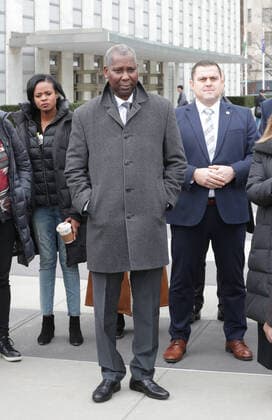 January 31, 2020, New York, NY, USA: United Nations, New York, USA, January 31, 2020 - Tijjani Muhammad-Bande, President of the seventy-fourth session of the United Nations General Assembly, meets with a group of students to mark Black History Month by the Ark of Return , today at the UN Headquarters in New York. The Ark is inviting people to contemplate the legacy of the slave trade and to fight against racism and prejudice today.Photo: EuropaNewswire..PHOTO CREDIT MANDATORY. New York USA - ZUMAra1_ 20200131_zap_ra1_019 Copyright: xLuizxRampelottox