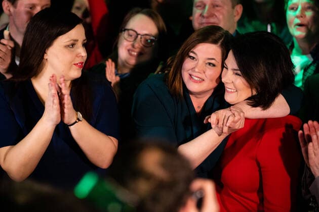News Bilder des Tages Hamburg Hamburg, Hamburger, Europa, europe, Norddeutschland, norddeutsch, Hansestadt, germany, Deutschland. Wahlparty der Partei Buendnis 90 Die Gruenen im Knust mit Anna Gallina Katharina Fegebank, Annalena Baerbock. Buergerschaftswahl 2020, Wahl, Party,