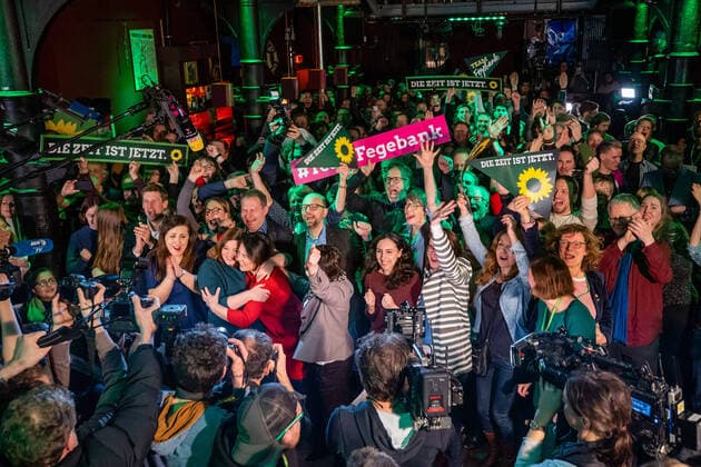 Hamburg Hamburg, Hamburger, Europa, europe, Norddeutschland, norddeutsch, Hansestadt, germany, Deutschland. Wahlparty der Partei Buendnis 90 Die Gruenen im Knust mit Anna Gallina Katharina Fegebank, Annalena Baerbock. Buergerschaftswahl 2020, Wahl, Party,