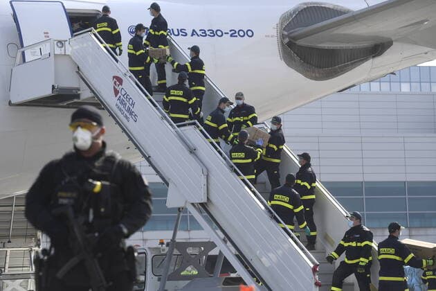 The Czech state reckons with three aircraft a week delivering health material from China during six weeks, Interior Minister Jan Hamacek, not on the photo, (Social Democrats, CSSD) told journalists today, on Friday, March 20, 2020. Later today, the bought consignment with 1.1 million respirators landed at the Vaclav Havel International Airport Prague. They will be shipped to the central store in Pardubice, East Bohemia, and then distributed in the regions, Hamacek said. Another two consignments with health materials are to come here on Saturday. The first aircraft from China, bringing 150,000 rapid testers for the novel coronavirus, landed in Prague on Wednesday night. (CTKxPhoto MichalxKamaryt) CTKPhotoP202003200399001 _KMT6437