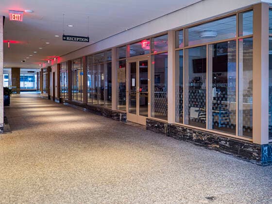 March 20, 2020, Des Moines, Iowa, U.S: The empty lobby of 801 Grand, the tallest office tower in Iowa, Friday morning. The building is a part of the campus of Principal, a large financial services company. The building was shutdown Friday after a visitor tested positive for COVID-19. Some workers were placed in self quarantine and all were ordered to work from home. On Friday morning, 20 March, Iowa reported 45 confirmed cases of the Coronavirus. Restaurants, bars, movie theaters, places that draw crowds are closed for at least 30 days. There are no shelter in place orders in effect anywhere in Iowa but people are being encouraged to practice social distancing and many businesses are requiring or encouraging employees to telecommute. Des Moines U.S. - ZUMAk94_ 20200320_zaf_k94_002 Copyright: xJackxKurtzx