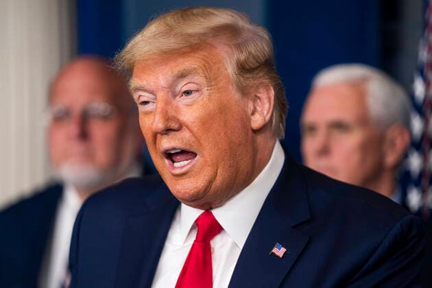 United States President Donald J. Trump, surrounded by members of the White House Coronavirus Task Force, delivers remarks on the pandemic in the press briefing room of the White House in Washington, DC, USA, 22 March 2020. Efforts to contain the coronavirus COVID-19 pandemic have caused travel disruptions, sporting event cancellations, runs on cleaning supplies and food and other inconveniences.United States President Donald J. Trump speaks during the daily briefing on the Coronavirus Pandemic from the Brady Press Briefing Room if the White House in Washington, DC on Sunday, March 22, 2020. Copyright: xLoScalzox xPoolxviaxCNPx xMediaPunchx