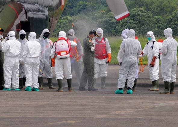September 5, 2019, Jakarta, Jakarta, Indonesia: Indonesian Air Force C130 Hercules aircraft carrying COVID-19 medical devices from Shanghai, China, arrived at Halim Perdanakusuma Air Force Base, Jakarta on March, 23,2020. The medical devices consist of disposable masks, N95 masks, protective clothing, goggles, gloves, shoe covers, infrared thermometers, and surgical caps, to combat Corona Virus in Indonesia. Jakarta Indonesia - ZUMAr173 20190905_zip_r173_283 Copyright: xDasrilxRoszandix
