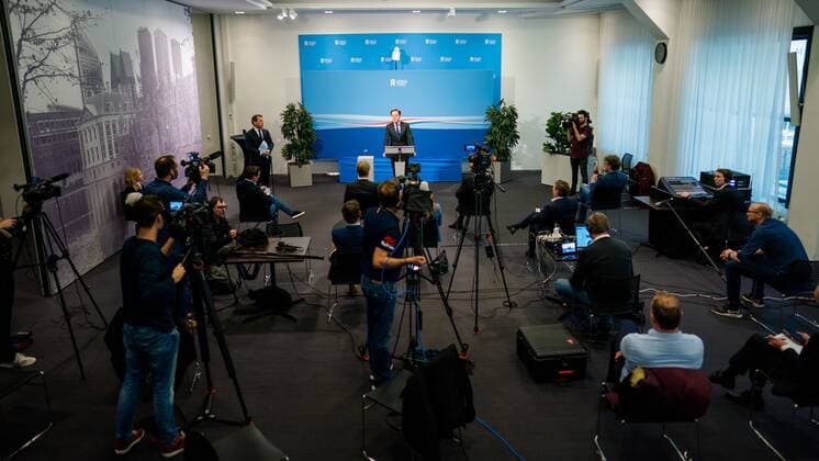 2020-04-03 14:31:09 DEN HAAG - Minister-president Mark Rutte tijdens de persconferentie na de ministerraad. ANP BART MAAT Copyright: xx x409248949x