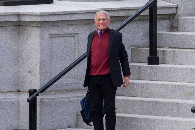 Anthony Fauci, Director of the National Institute of Allergy and Infectious Diseases sits on the steps of Executive Office Building before he headed to the White House Washington, D.C., U.S., on Sunday, April 5, 2020. (Photo by Tasos Katopodis Bloomberg)Director of the National Institute of Allergy and Infectious Diseases at the National Institutes of Health Dr. Anthony Fauci sits on the steps of the Eisenhower Executive Office Building (EEOB) before heading to the White House for a Coronavirus Task Force meeting in Washington, D.C., U.S., on Sunday, April 5, 2020. Copyright: xTasosxKatopodisx