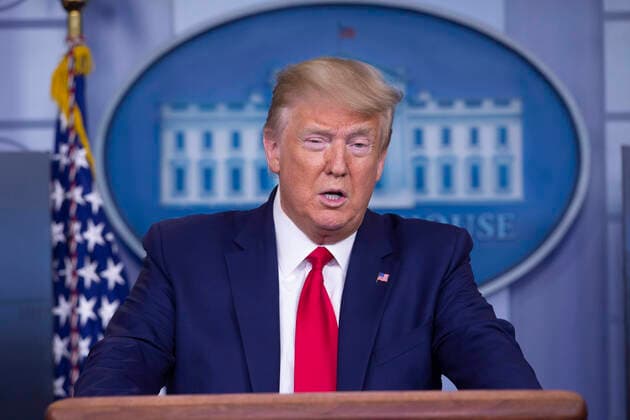 April 6, 2020, Washington, District of Columbia, USA: United States President Donald J. Trump, joined by members of the Coronavirus Task Force, delivers remarks on the COVID-19 pandemic in the James S. Brady Press Briefing Room of the White House in Washington D.C., U.S. on Monday, April 6, 2020. The United States has now reached 10,000 deaths caused by the novel Coronavirus, as officials debate the effectiveness of hydroxychloroquine, a drug used to treat malaria, to also treat the Coronavirus Washington USA - ZUMAs152 20200406_zaa_s152_027 Copyright: xStefanixReynoldsx