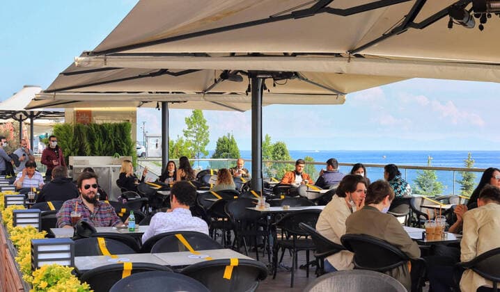 June 3, 2020, Istanbul, Istanbul, Turkey: Turks, some wearing masks as a precaution against the spread of the coronavirus disease (COVID-19), sit in cafes, after the decision to open restaurants, cafes, cafeterias and public places in Istanbul, Turkey on June 3, 2020 Istanbul Turkey - ZUMAap3_ 20200603_zaf_ap3_144 Copyright: xMahmoudxAbuxSalamax
