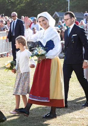 Prinsessan Estelle, kronprinsessan Victoria, prins Daniel Kungafamiljen under firandet av Victoriadagen pa Borgholms idrottsplats, Borgholm, Öland, 2019-07-14 (c) Patrik Österberg TT kod 2857 Borgholm Sweden x2857x Copyright: xPatrikxÖsterberg TTx Victoriadagen 2019
