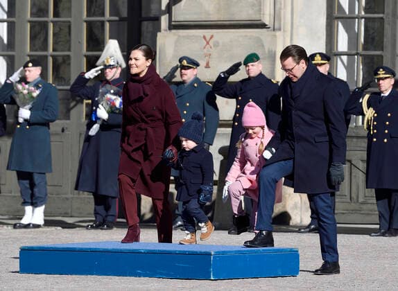 Crown Princess Victoria, Prince Oscar, Princess Estelle, Prince Daniel Crown Princess Victorias name day celebration in the inner courtyard of Stockholm Castle 2019 03 12 c Karin Törnblom TT Stockholm Sweden Royal Palace Sweden x2377x, Copyright: xKarinxTörnblom TTx Kronprinsessan Victorias namnsdag
