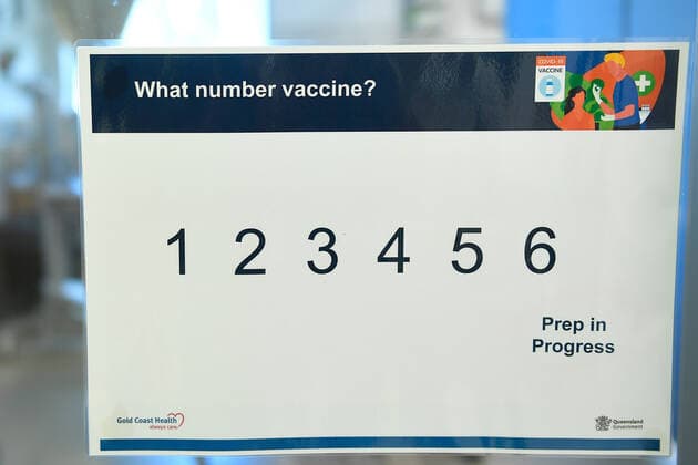 QLD COVID19 VACCINE ROLL OUT, COVID-19 vaccination signage is seen at the Gold Coast University Hospital on the Gold Coast, Monday, February 22, 2021. Australia will begin its rollout of the Pfizer coronavirus vaccine on Monday, the country s most complicated logistical exercise to date. ( NO ARCHIVING, EDITORIAL USE ONLY, NO USE IN BOOKS WITHOUT CONSENT BRISBANE QLD AUSTRALIA Copyright: xALBERTxPEREZx 20210222001522308401