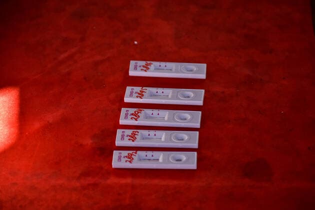 February 23, 2021, Srinagar, India: Covid-19 testing kits at a coronavirus testing center in Srinagar..Jammu and Kashmir recorded 58 new COVID-19 cases which took the infection tally to 125,925, officials said. A senior doctor has warned of a second wave of COVID 19 infections, the warning has come at a time when Kashmir valley is witnessing a sharp decrease in daily cases. Srinagar India - ZUMAs197 20210223_zaa_s197_027 Copyright: xSaqibxMajeedx