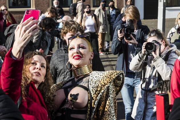 DEN HAAG - 02-03-2021, Hofplaats. Sexworkers protest against not be able to work yet. Sexwerkers protesteren omdat ze nog niet aan het werk mogen. Sexworkers protest against not be able to work x10961420x Copyright: